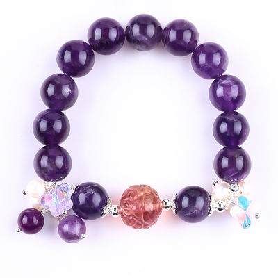 Handgemaakte edelsteen kraan Armband Donker Amethyst Steen Armband Verstelbare Peel Charms Armband Voor Feest dagelijks dragen