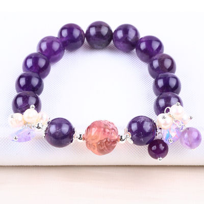 Handgemaakte edelsteen kraan Armband Donker Amethyst Steen Armband Verstelbare Peel Charms Armband Voor Feest dagelijks dragen