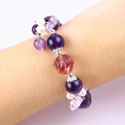Handgemaakte edelsteen kraan Armband Donker Amethyst Steen Armband Verstelbare Peel Charms Armband Voor Feest dagelijks dragen