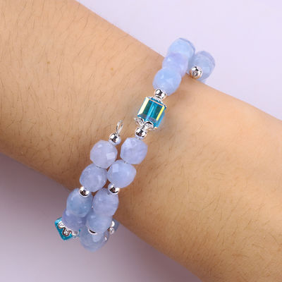 Handgemaakte edelsteen kraan Armband Aquamarijn Steen Armband Verstelbare hart amuletten Armband Voor feest dagelijks dragen