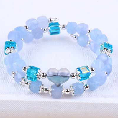 Handgemaakte edelsteen kraan Armband Aquamarijn Steen Armband Verstelbare hart amuletten Armband Voor feest dagelijks dragen