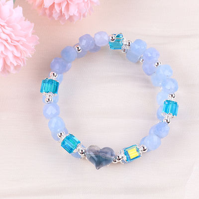 Handgemaakte edelsteen kraan Armband Aquamarijn Steen Armband Verstelbare hart amuletten Armband Voor feest dagelijks dragen
