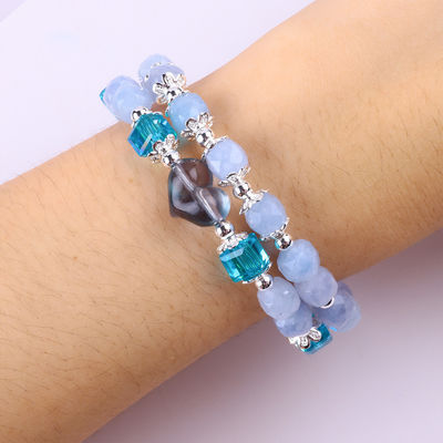 Handgemaakte edelsteen kraan Armband Aquamarijn Steen Armband Verstelbare hart amuletten Armband Voor feest dagelijks dragen