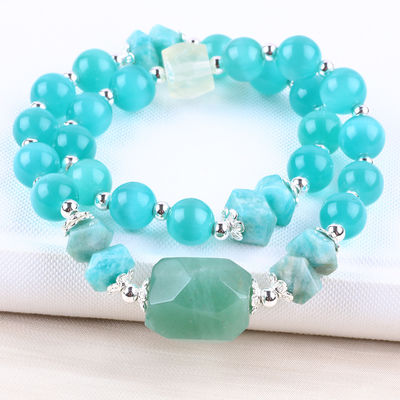 Handgemaakte edelsteen kraag met kralen Groene kattenoog Steen armband Verstelbare rots amuletten Armband voor feest dagelijks dragen