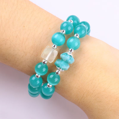 Handgemaakte edelsteen kraag met kralen Groene kattenoog Steen armband Verstelbare rots amuletten Armband voor feest dagelijks dragen