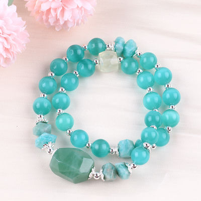 Handgemaakte edelsteen kraag met kralen Groene kattenoog Steen armband Verstelbare rots amuletten Armband voor feest dagelijks dragen