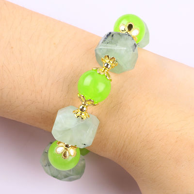 Handgemaakte edelsteen kraan Armband Natuurlijke Prehnite Steen Armband Verstelbare amuletten Armband Voor feest dagelijks dragen