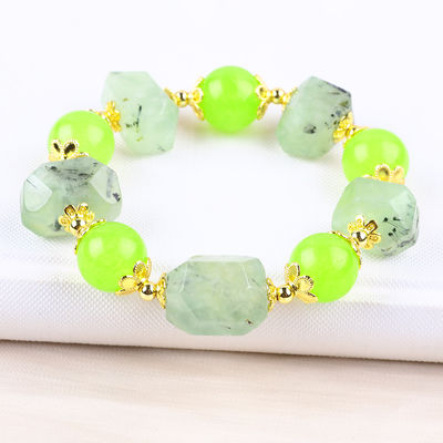Handgemaakte edelsteen kraan Armband Natuurlijke Prehnite Steen Armband Verstelbare amuletten Armband Voor feest dagelijks dragen