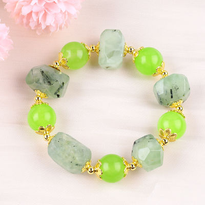 Handgemaakte edelsteen kraan Armband Natuurlijke Prehnite Steen Armband Verstelbare amuletten Armband Voor feest dagelijks dragen