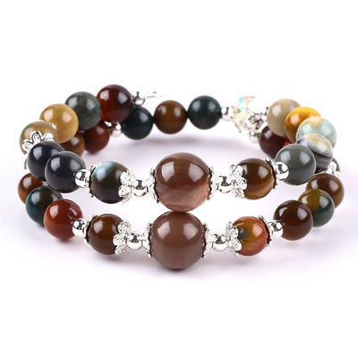 Handgemaakte edelsteen kraag met kralen Natuurlijke Indiase Agate Steen Armband Verstelbare charmes Armband Voor feest dagelijks dragen