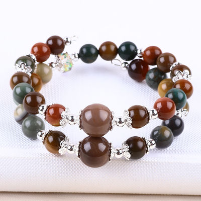 Handgemaakte edelsteen kraag met kralen Natuurlijke Indiase Agate Steen Armband Verstelbare charmes Armband Voor feest dagelijks dragen
