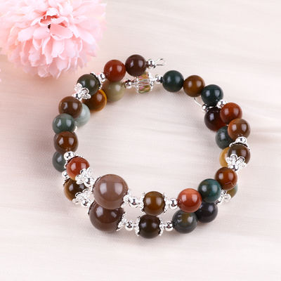 Handgemaakte edelsteen kraag met kralen Natuurlijke Indiase Agate Steen Armband Verstelbare charmes Armband Voor feest dagelijks dragen