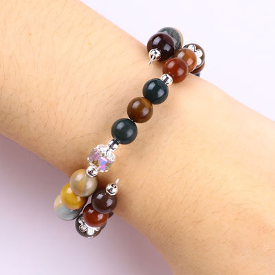 Handgemaakte edelsteen kraag met kralen Natuurlijke Indiase Agate Steen Armband Verstelbare charmes Armband Voor feest dagelijks dragen