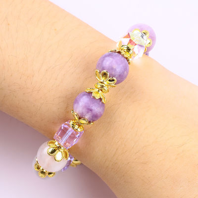 Handgemaakte edelsteen kraan Armband Natuurlijk Paars Mica Steen Armband Verstelbare charme Armband Voor feest dagelijks dragen