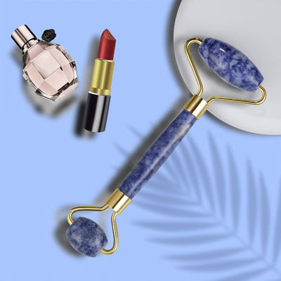 Handheld Bule Dot Stone Crystal Jade Face Roller voor gezwollen ogen