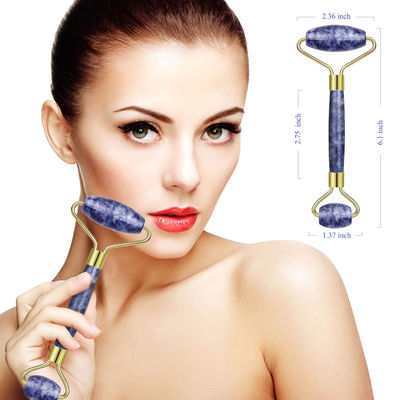 Handheld Bule Dot Stone Crystal Jade Face Roller voor gezwollen ogen