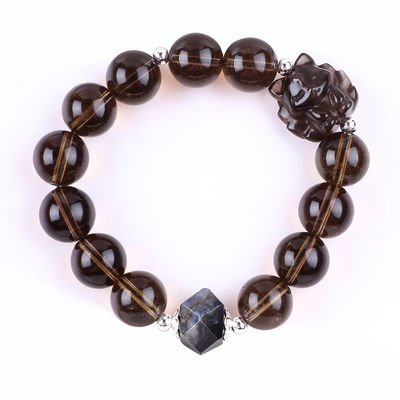 14mm Perlen Rookkwarts Kristal Perlen Armband Met Negen staart Fox Carving