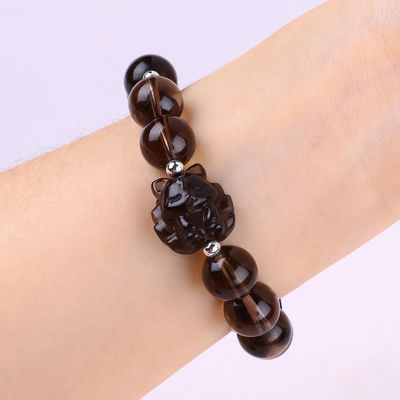 14mm Perlen Rookkwarts Kristal Perlen Armband Met Negen staart Fox Carving