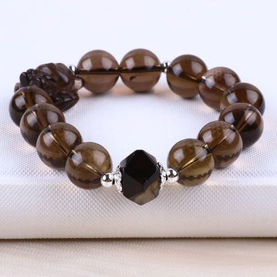 14mm Perlen Rookkwarts Kristal Perlen Armband Met Negen staart Fox Carving