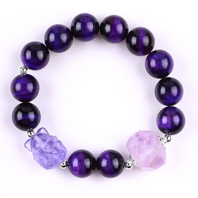 14mm Perlen Rookkwarts Kristal Perlen Armband Met Negen staart Fox Carving