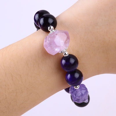 14mm Perlen Rookkwarts Kristal Perlen Armband Met Negen staart Fox Carving