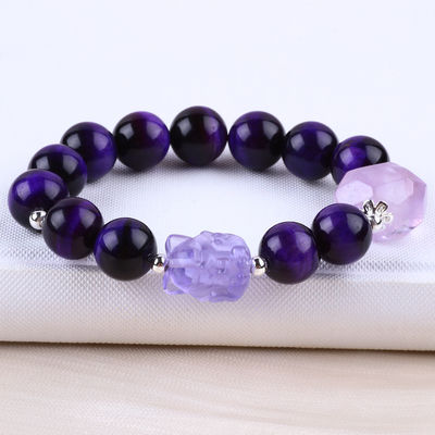 14mm Perlen Rookkwarts Kristal Perlen Armband Met Negen staart Fox Carving