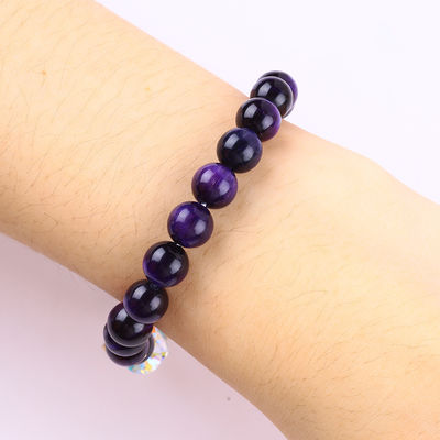 Sparkling Cherry Purple 8mm Tiger Eye Bead Armband Voor Dagelijks Gebruik
