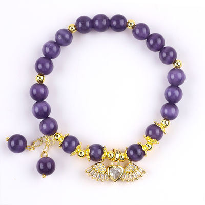 8 mm kristal lila kat oog kraal gepolijst edelsteen stretch armbanden