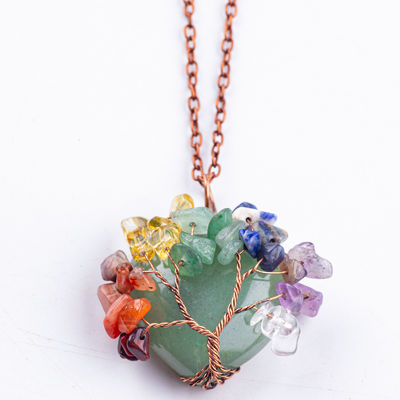 Unisex Groen Aventurine Chakra Healing Crystal Necklace Chakra Steen Hanger