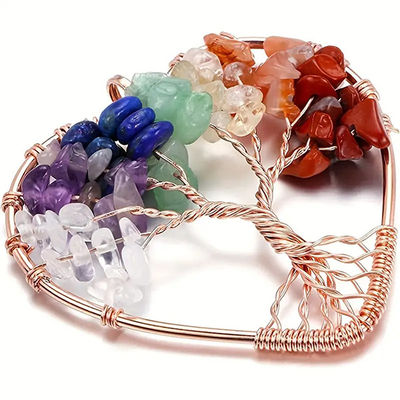 5*5cm Tree Of Life halsketting met chakra stenen hanger