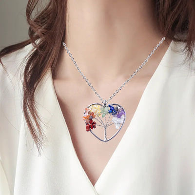5*5cm Tree Of Life halsketting met chakra stenen hanger