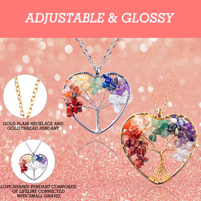 5*5cm Tree Of Life halsketting met chakra stenen hanger