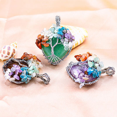 Verstelbare Tiger's Eye Gemstone 7 Chakra Tree Of Life halsketting hanger