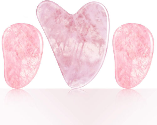 Gepolijst glad kristal roos kwarts gua sha board jade gezicht steen voor anti-aging