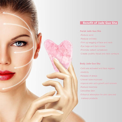 Gepolijst glad kristal roos kwarts gua sha board jade gezicht steen voor anti-aging