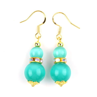8MM 10MM Groene Kat Oog Eerwaardig Handwerk Oornap Dangle Korte Bal Vorm Oornap Voor Juwelen Geschenk