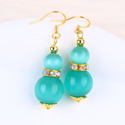 8MM 10MM Groene Kat Oog Eerwaardig Handwerk Oornap Dangle Korte Bal Vorm Oornap Voor Juwelen Geschenk