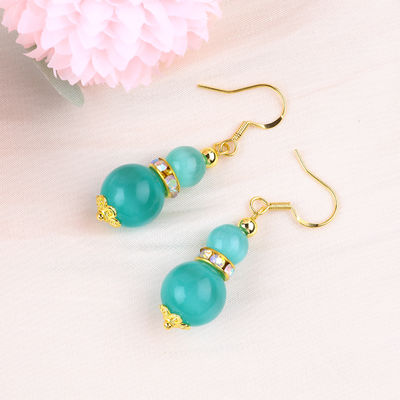 8MM 10MM Groene Kat Oog Eerwaardig Handwerk Oornap Dangle Korte Bal Vorm Oornap Voor Juwelen Geschenk
