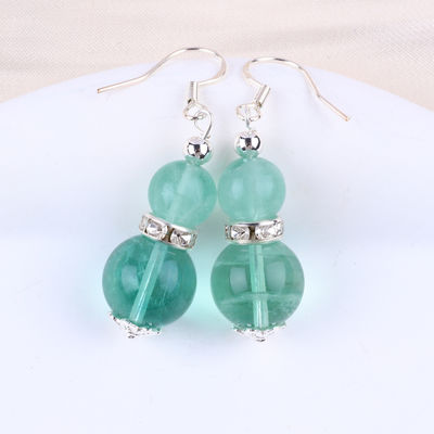 Handgemaakte kristalstenen oorbellen Groene fluorite edelsteen Perlen hanger oorbellen