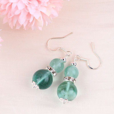Handgemaakte kristalstenen oorbellen Groene fluorite edelsteen Perlen hanger oorbellen