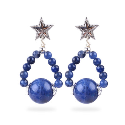 Handgemaakte kristalstenen oorbellen Sodalite edelsteen Perlen sterren amuletten Hanger oorbellen