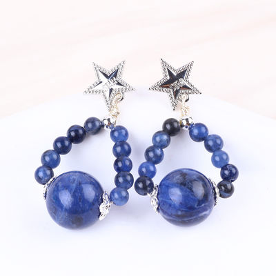 Handgemaakte kristalstenen oorbellen Sodalite edelsteen Perlen sterren amuletten Hanger oorbellen