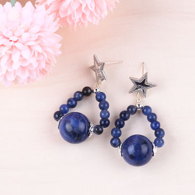 Handgemaakte kristalstenen oorbellen Sodalite edelsteen Perlen sterren amuletten Hanger oorbellen