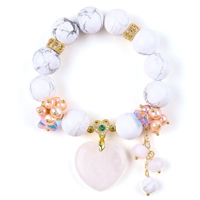 Handgemaakte edelsteen kraan Armband Natuurlijk wit Turquoise Steen Armband Verstelbare amuletten Armband Voor feestdag
