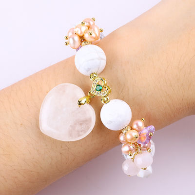 Handgemaakte edelsteen kraan Armband Natuurlijk wit Turquoise Steen Armband Verstelbare amuletten Armband Voor feestdag