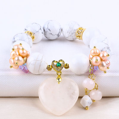 Handgemaakte edelsteen kraan Armband Natuurlijk wit Turquoise Steen Armband Verstelbare amuletten Armband Voor feestdag