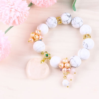Handgemaakte edelsteen kraan Armband Natuurlijk wit Turquoise Steen Armband Verstelbare amuletten Armband Voor feestdag
