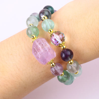 Handgemaakte edelsteen kraan Armband Natuurlijke gekleurde Fluoriet Steen Armband Verstelbare amuletten Armband Voor feestdag