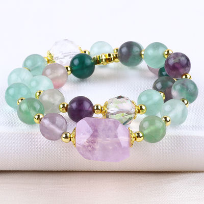 Handgemaakte edelsteen kraan Armband Natuurlijke gekleurde Fluoriet Steen Armband Verstelbare amuletten Armband Voor feestdag