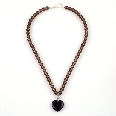 8mm Perlen Zwarte Obsidian Smoky Quartz Kristalsteen Ketting